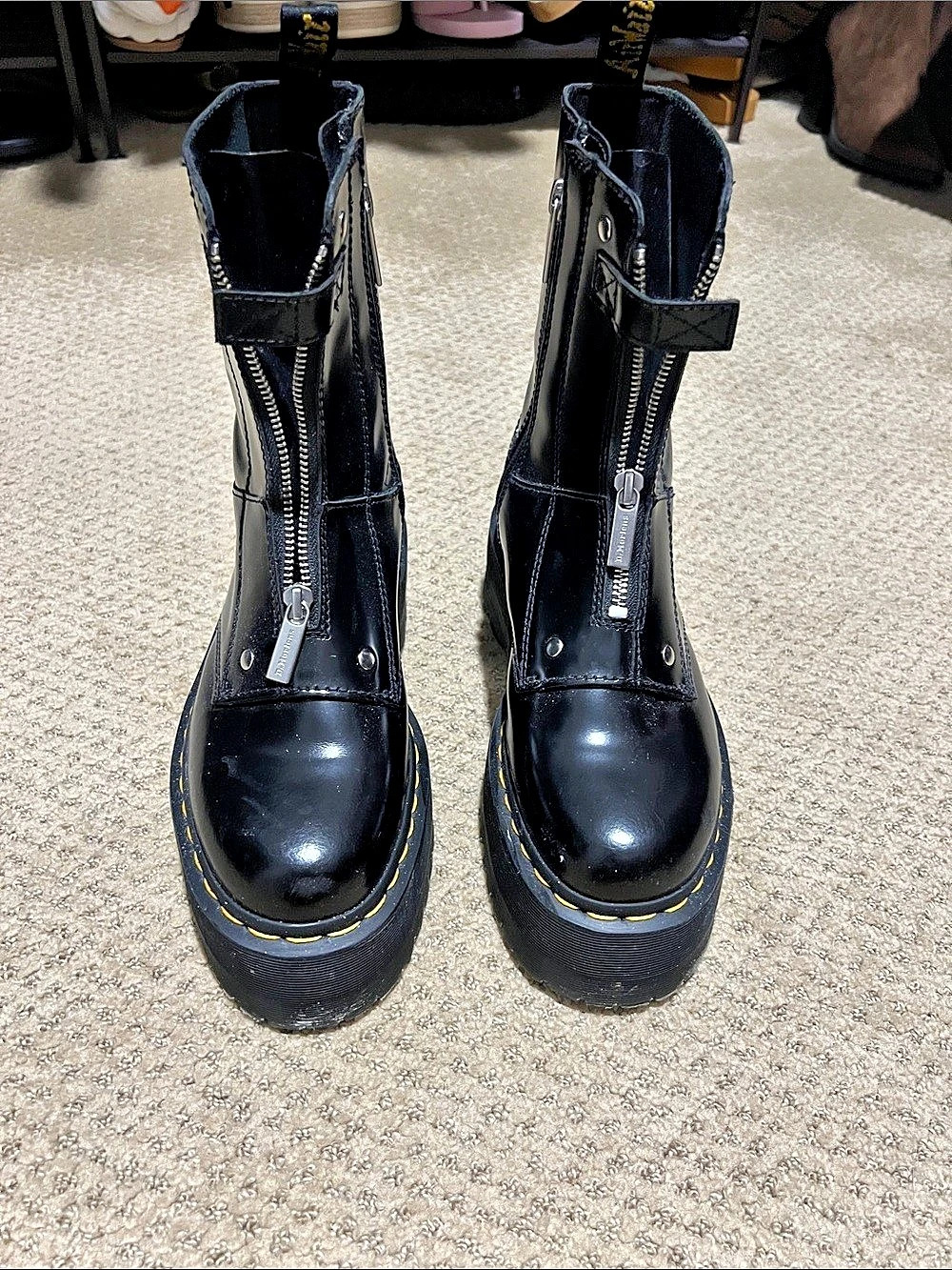 Dr. Martens Jadon Platform Combat Boots in Black size 7